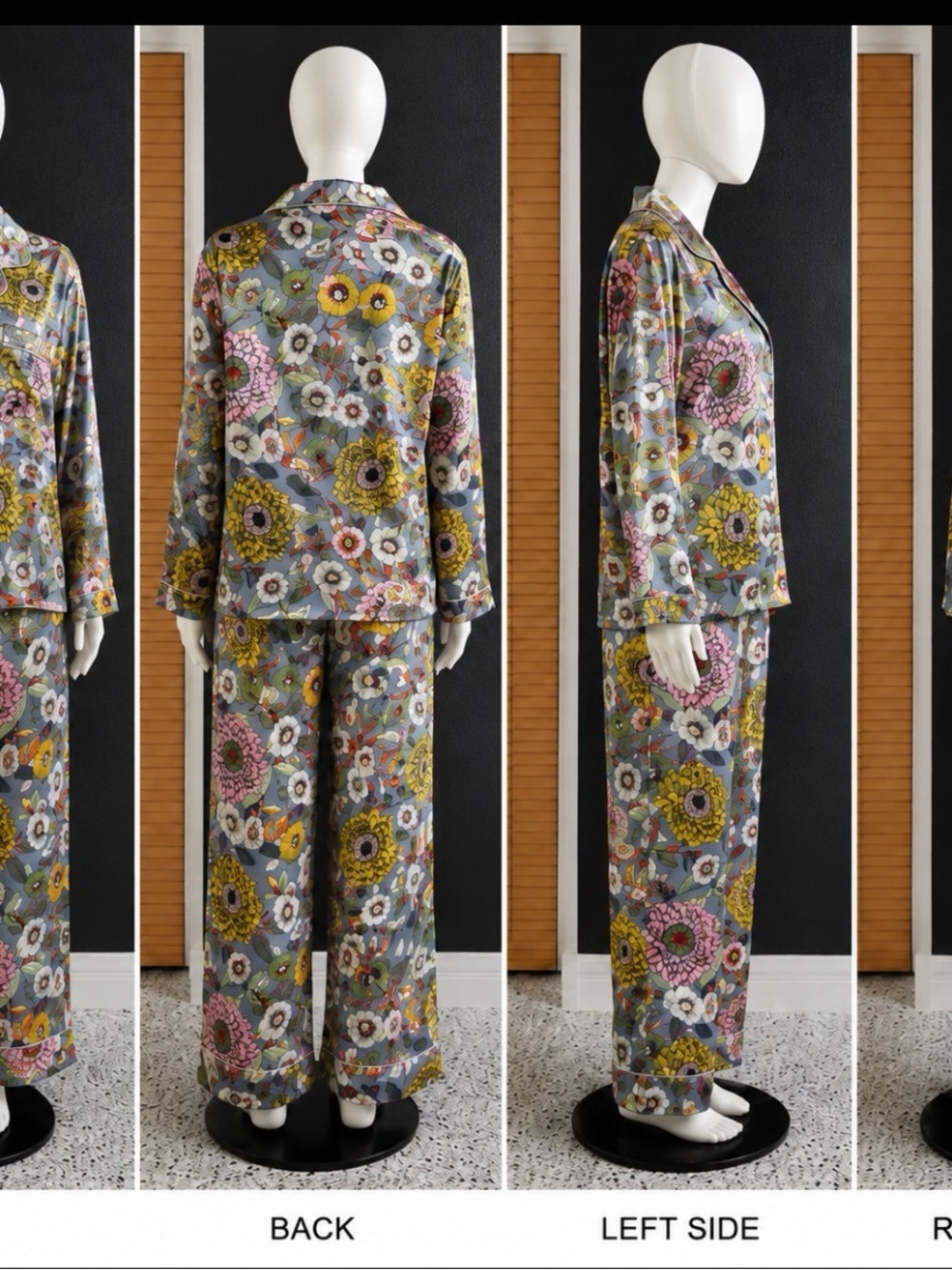 Floral polyester Pajama 2 piece loungewear Set in Multi - floral colors'